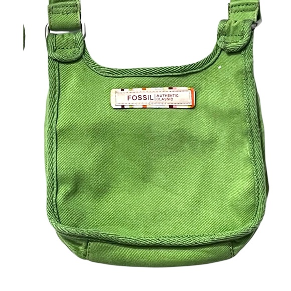 Fossil Lime Green Canvas Crossbody Bag Adjustable Strap - Picture 6 of 7